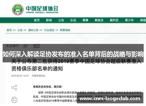 如何深入解读足协发布的准入名单背后的战略与影响