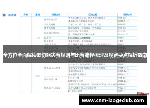 全方位全面解读欧协联决赛规则与比赛流程梳理及观赛要点解析指南